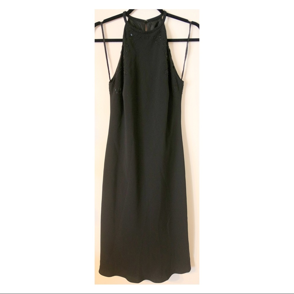 Vintage black evening dress from Jones New York with beads. Size 8.